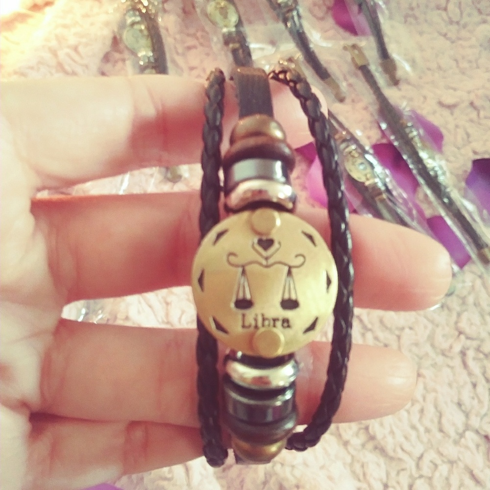 Men's faux leather straps horoscope bracelets